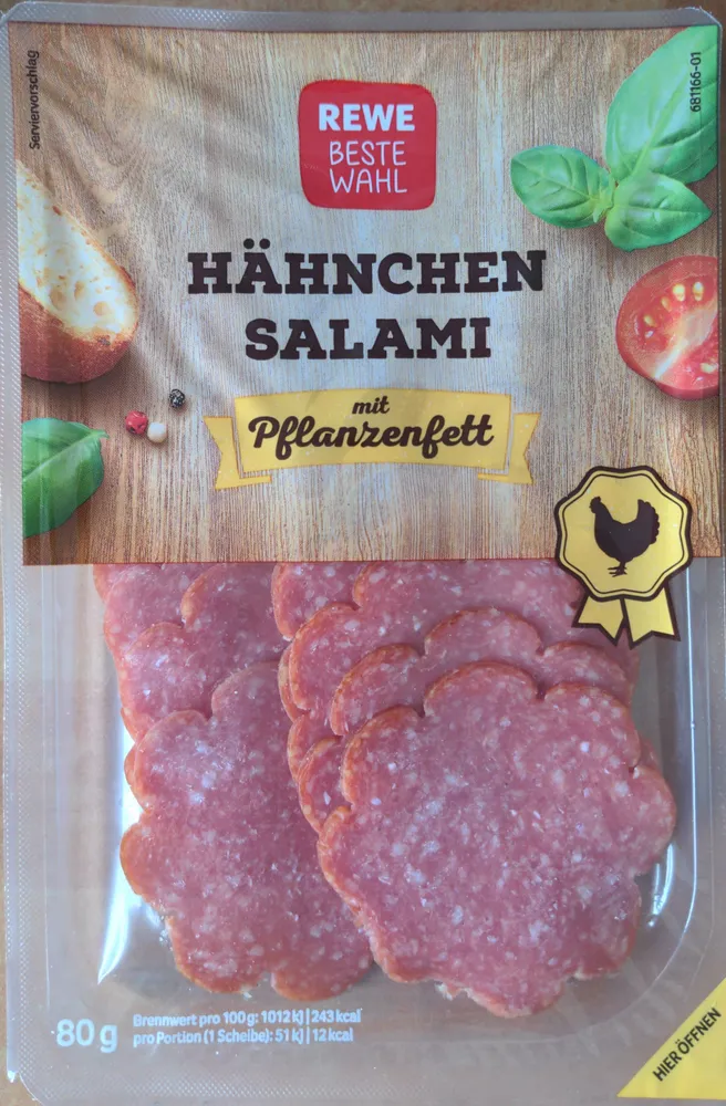 Hähnchen Salami mit Pflanzenfett