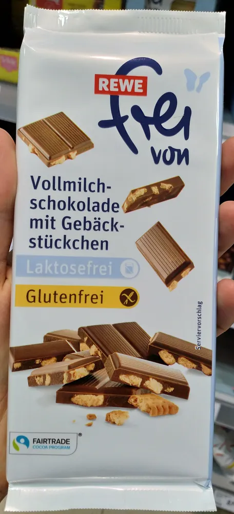 Vollmilchschokolade mit Gebäckstückchen Laktosefrei