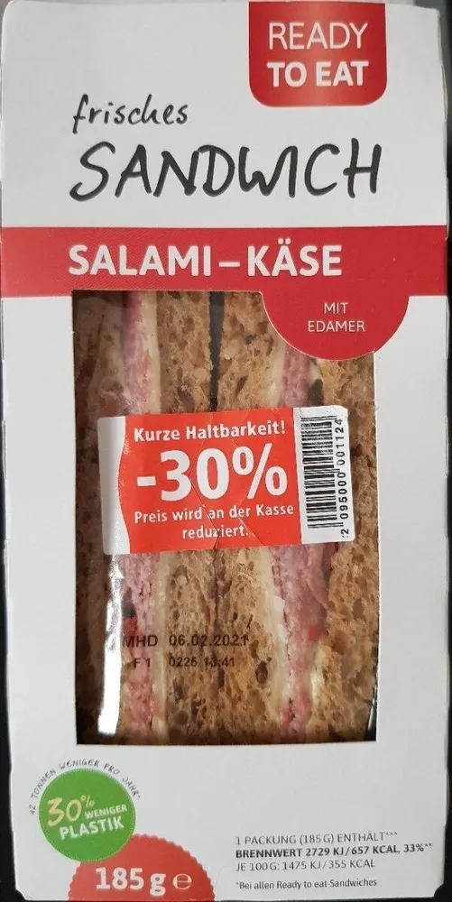 Frisches Sandwich Salami-Käse