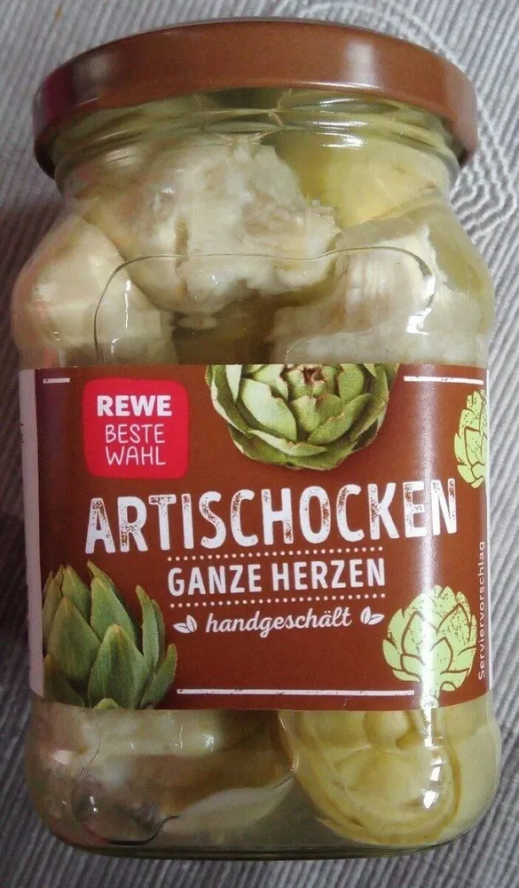 Artischocken, ganze Herzen Glas