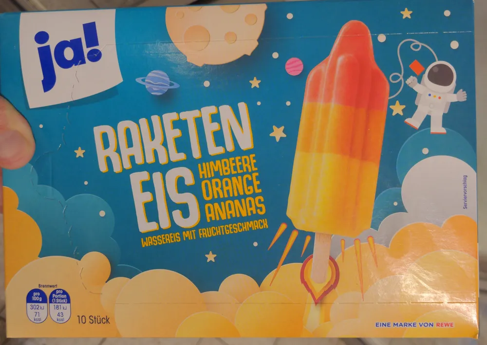 RAKETEN EIS HIMBEERE ORANGE ANANAS WASSEREIS MIT FRUCHTGESCHMACK