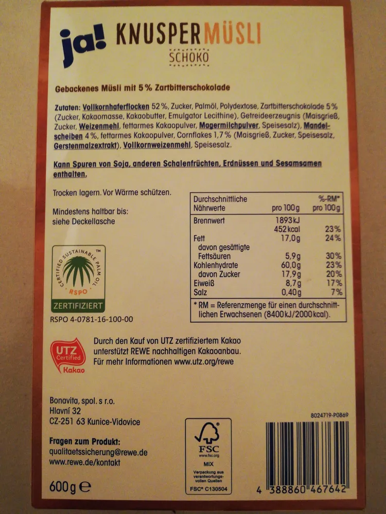 Knusper Müsli schoko