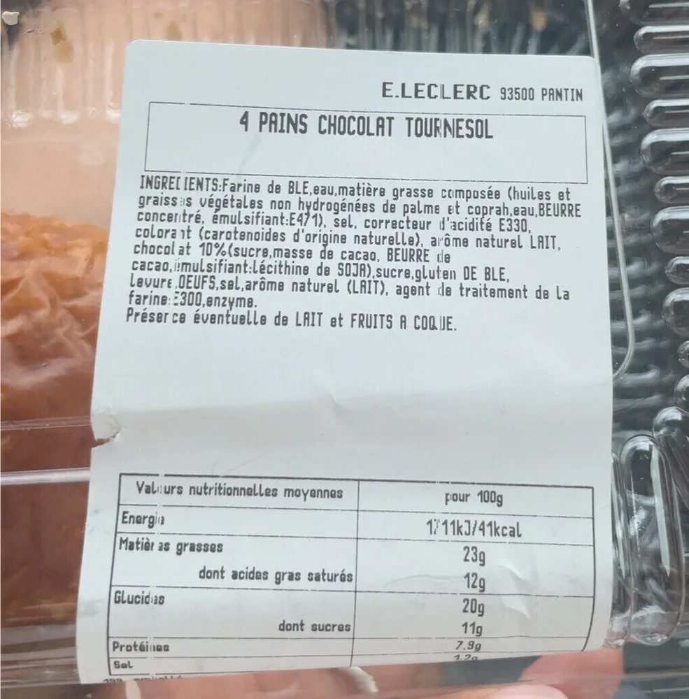 4 Pains chocolat tournesol