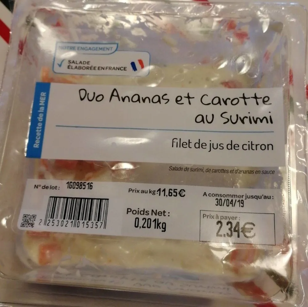 Duo Ananas et Carotte au Surimi