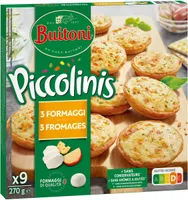 BUITONI PICCOLINIS mini-pizzas surgelées 3 Formaggi 270g (9 pièces)