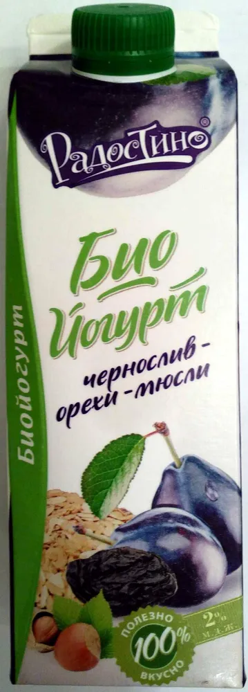 Биойогурт фруктово-ягодный 2% Чернослив-орехи-мюсли