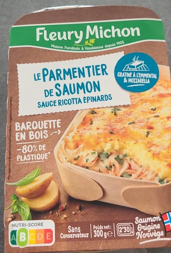 Parmentier de saumon sauce risotto épinards