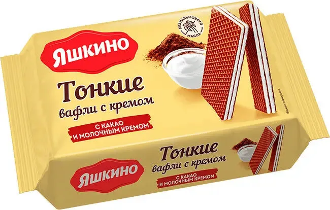 Вафли тонкие с молочным кремом и какао