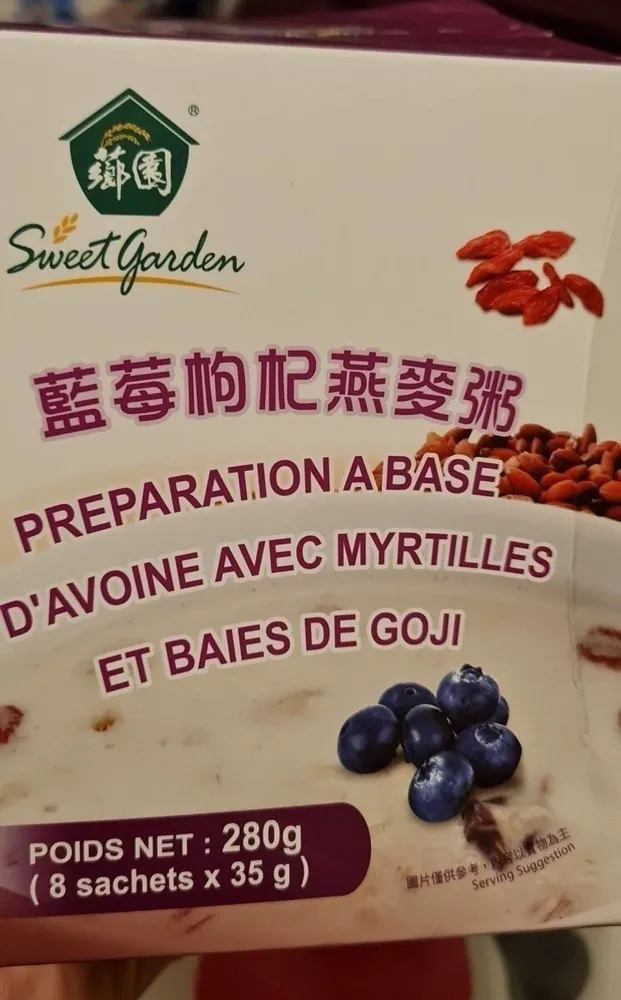 Préparation à base d'avoine avec myrtilles et baies de goji