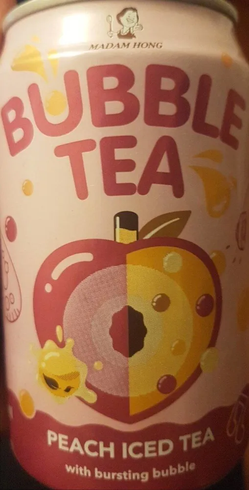 Bubble tea peach iced tea with bursting bube