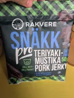 Teriyaki-mustika pork jerky