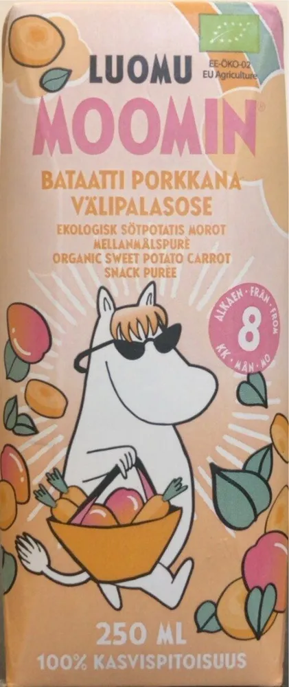Luomu Moomin organic sweet potato carrot snack purée