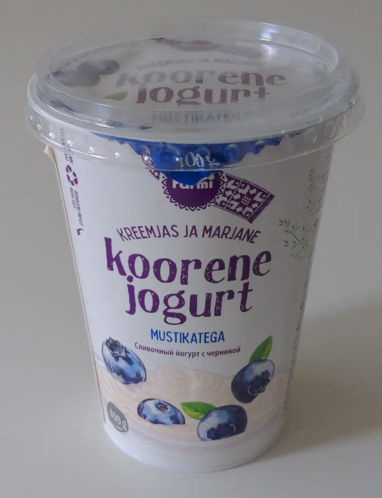 Koorene joghurt mustikatega