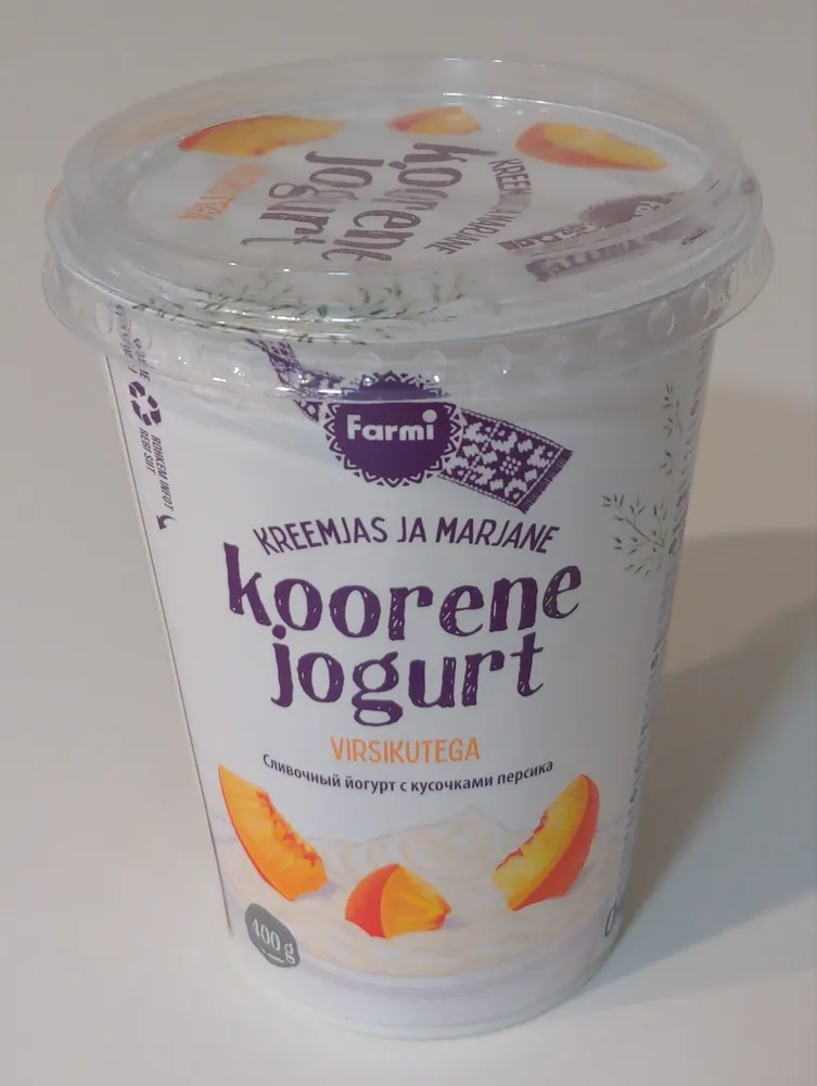 Koorene joghurt virsikutega