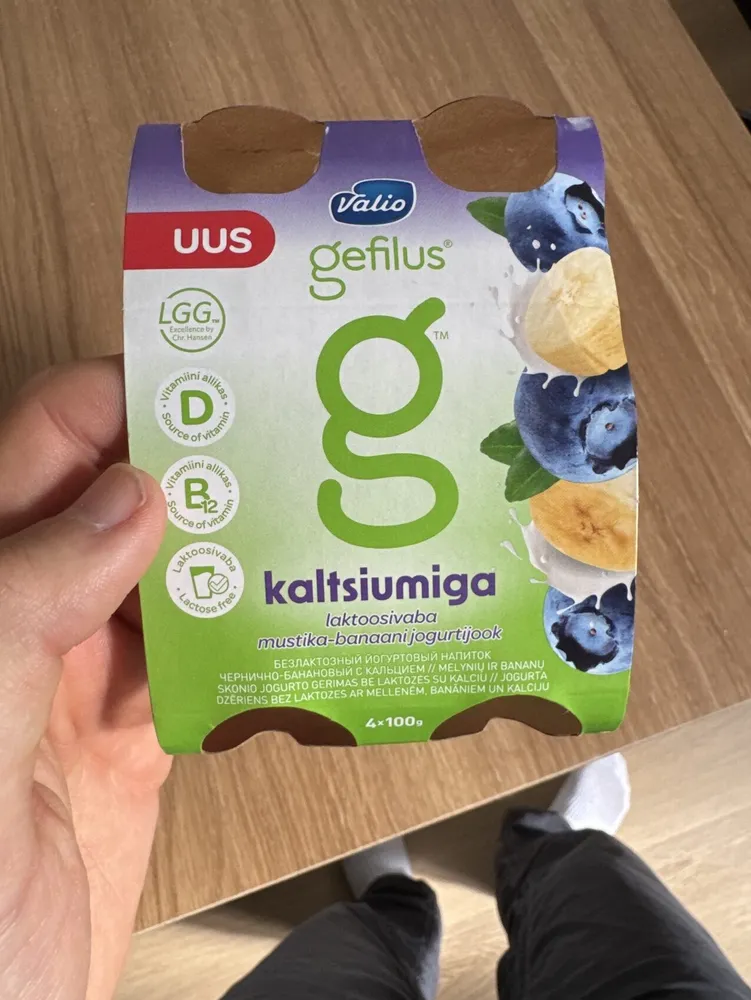 Gefilus Kaltsiumiga laktoosiva mustika banaani-jogurtijook
