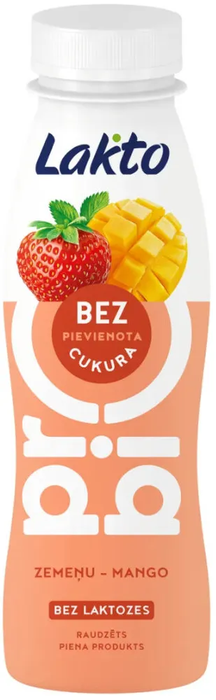 Fermented mikl product with strawberry-mango additive (lactose free)