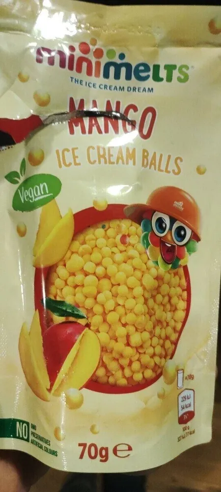 Minimelts mango ice cream balls