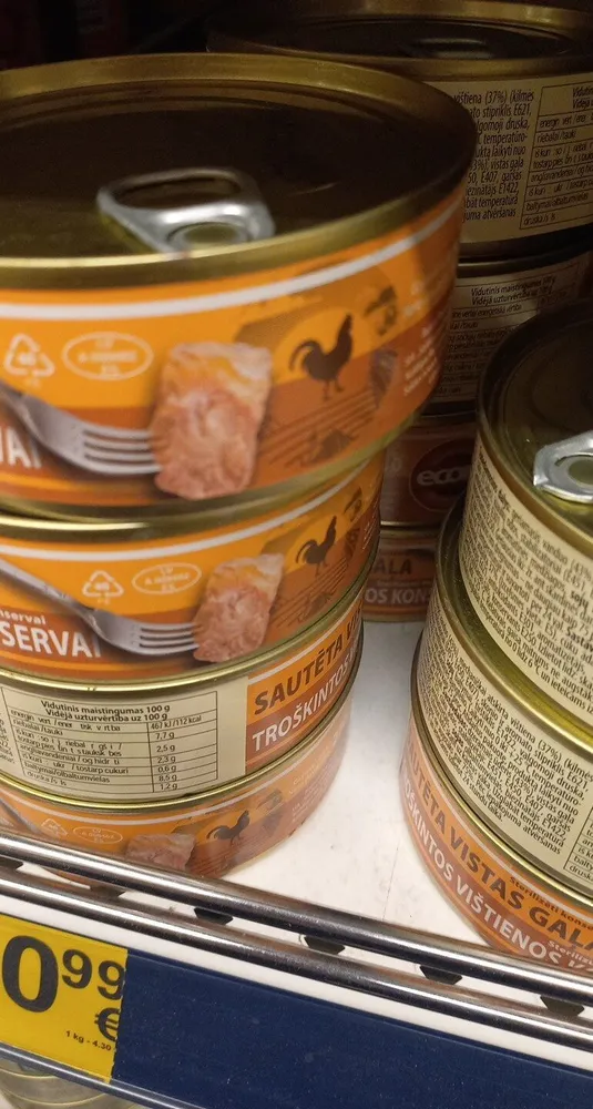 Troškintos Vištienos Konservai