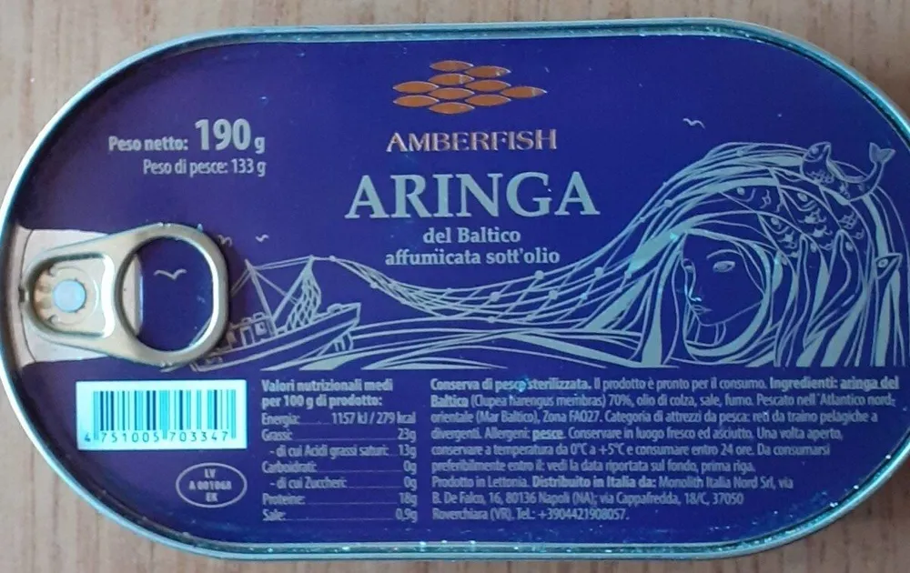 Aringa del baltico affumicata sott'olio