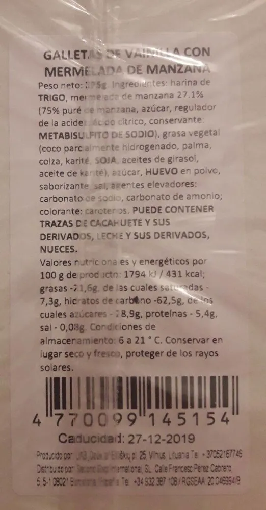 Galletas de vainilla con mermelada de manzana