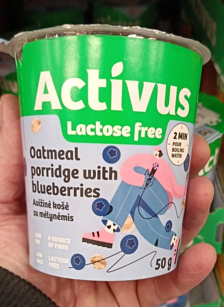 Lactose free oatmeal porridge with blueberries