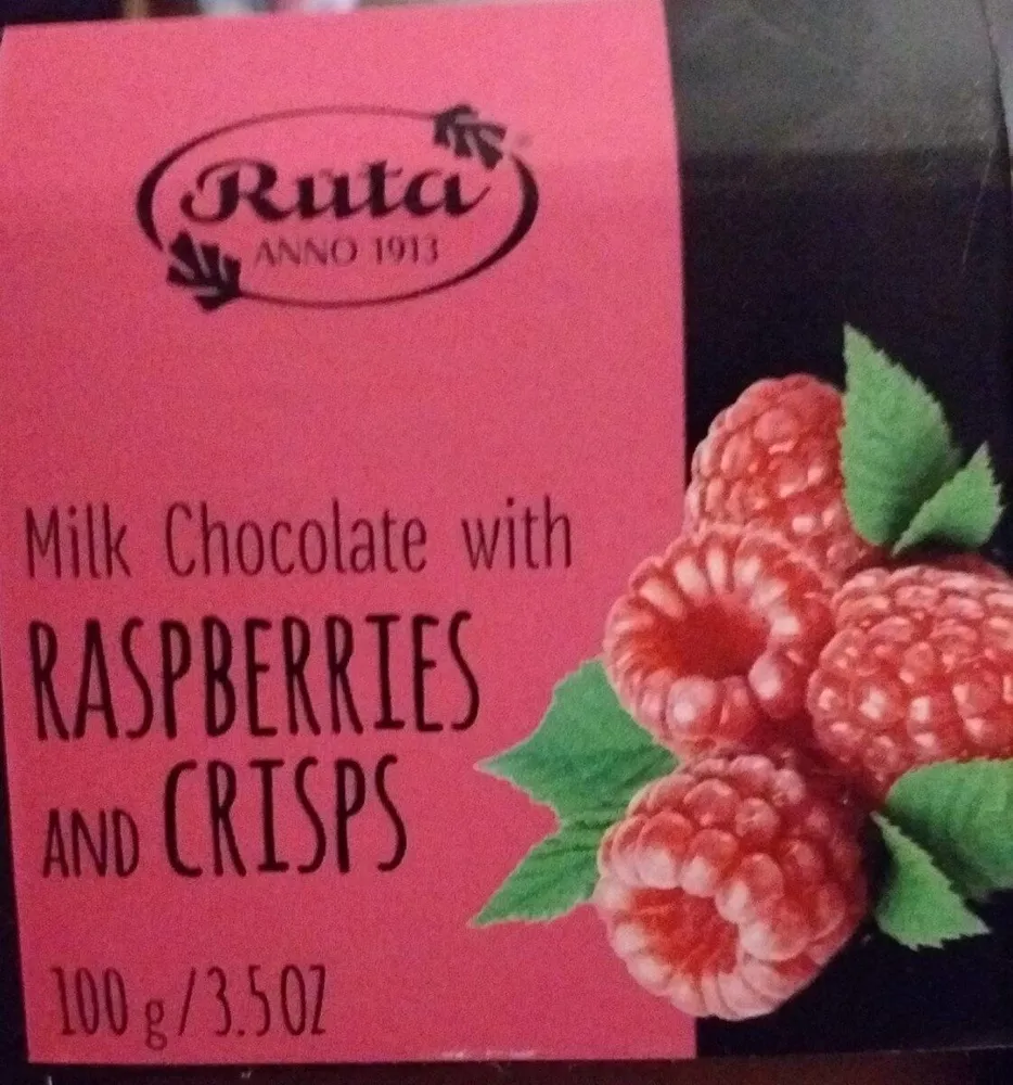 Milk chocolate with raspberries and crisps