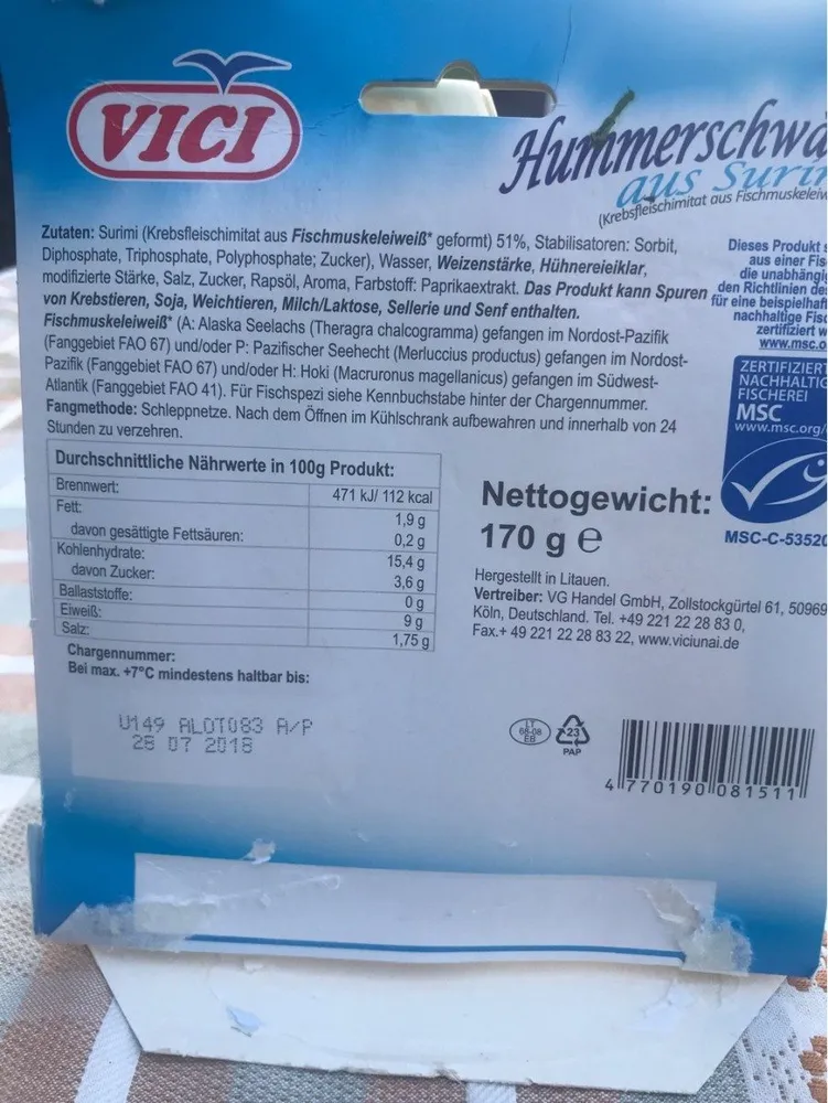 Hummerschwänze aus Surimi