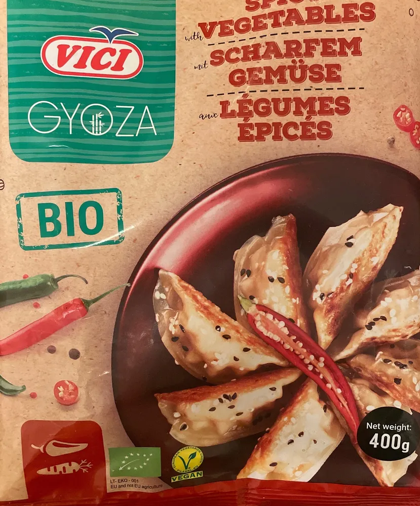 Gyoza with spicy vegetables