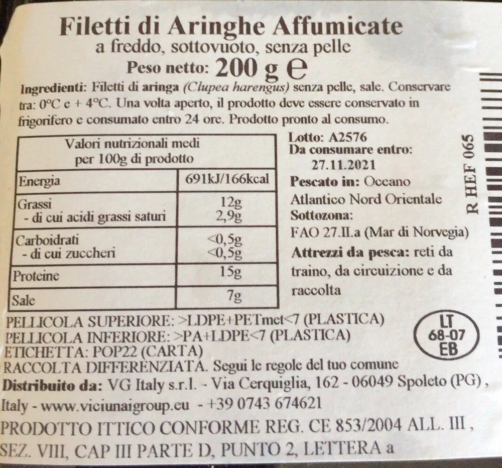 Filetti di aringhe affumicate