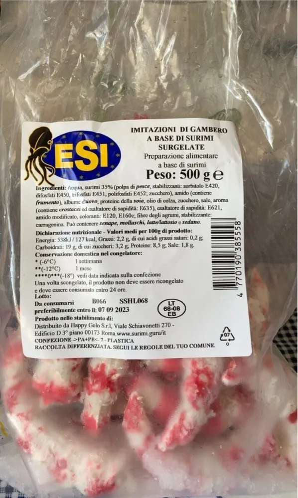 Imitazioni di gamberi a base di surimi