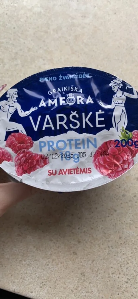 GRAIKIŠKA AMFORA PROTEIN VARŠKĖ SU AVIETĖMIS