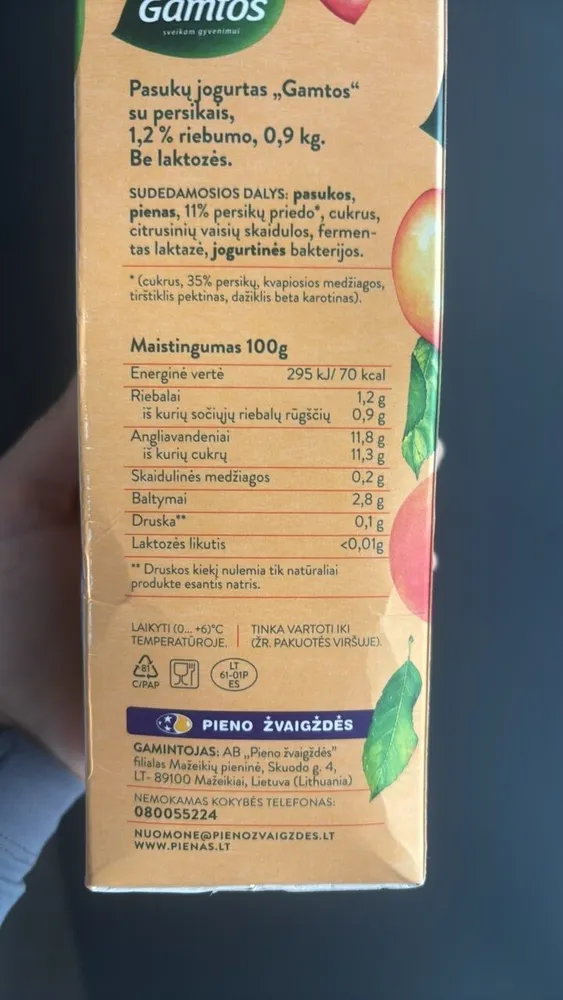 Pasukų jogurtas „Gamtos“ su persikais