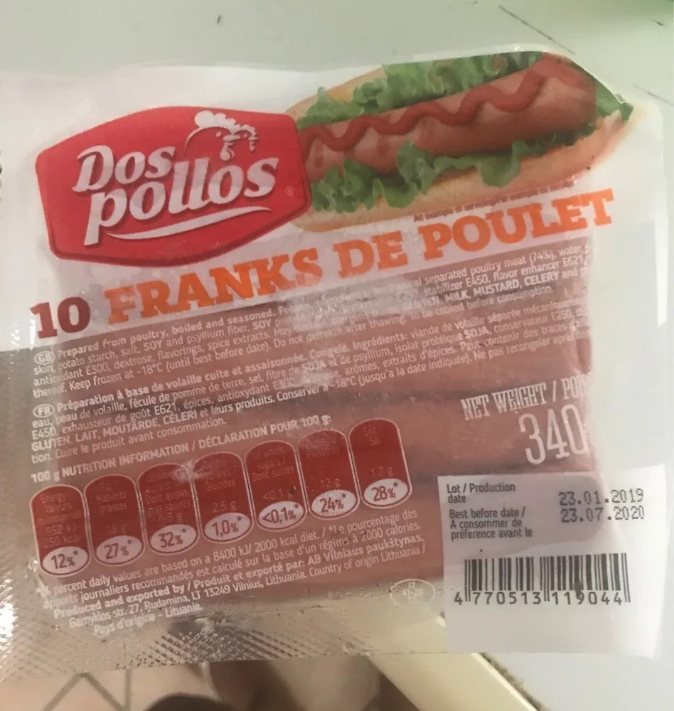 10 franks de poulet