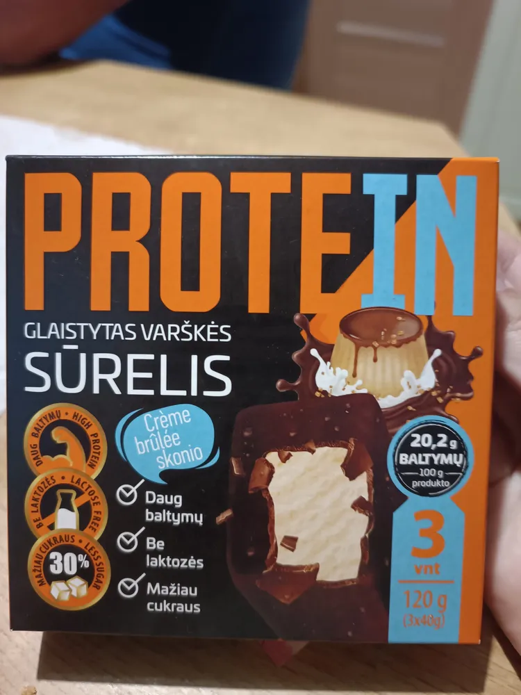 Protein glaistytas varškės sūrelis crème brûlée skonio