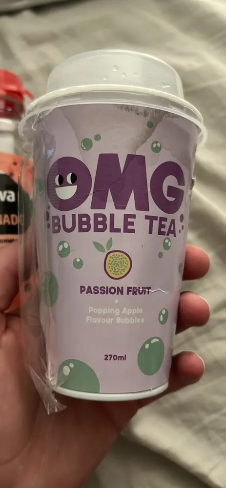 OMG Bubble Tea Passion Fruit   Popping Apple Flavour Bubbles