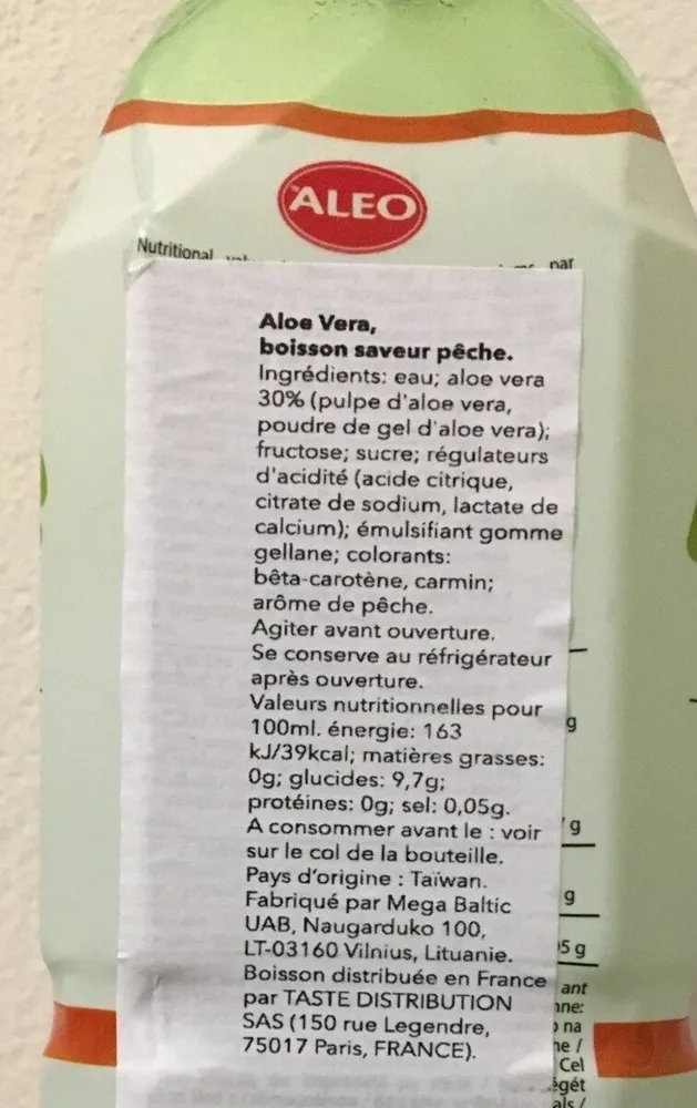 Aloe vera peach flavor