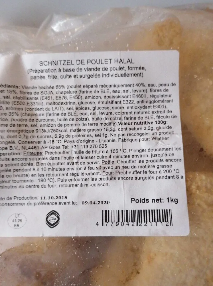 Schnitzel de poulet halal