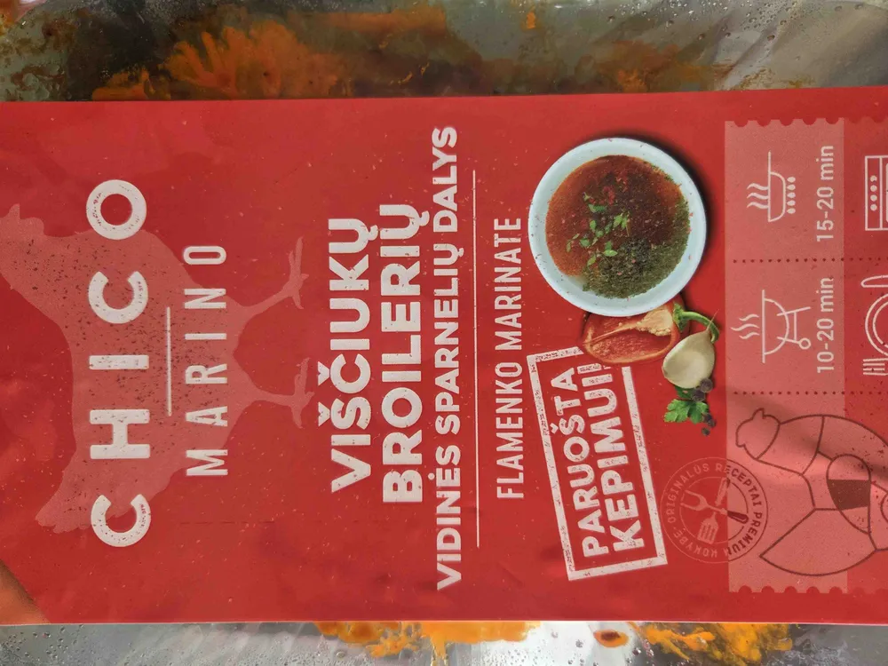 Viščiukų broilerių vidinės sparnelių dalys flamenko marinate