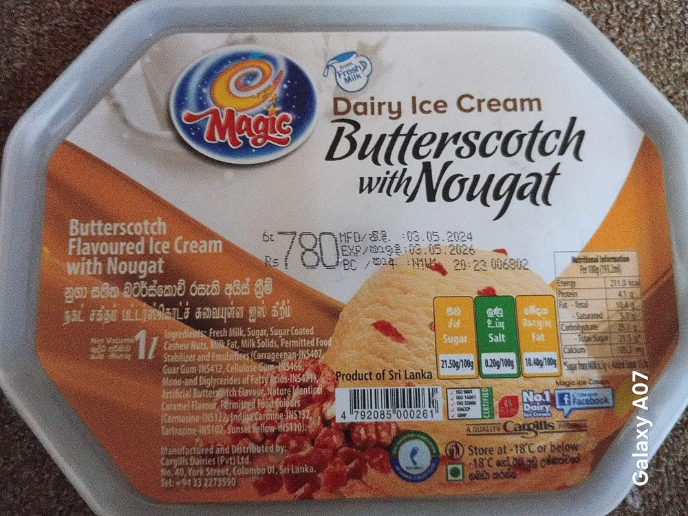Dairy Ice Cream Butterscotch with Nougat