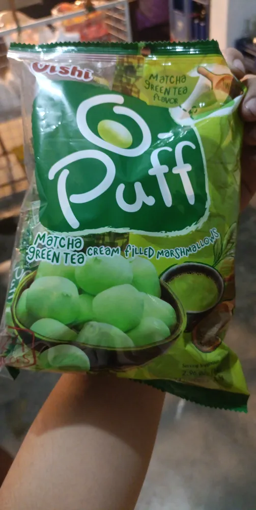 O-Puff Match Green Tea Cream Filled Marshmallows