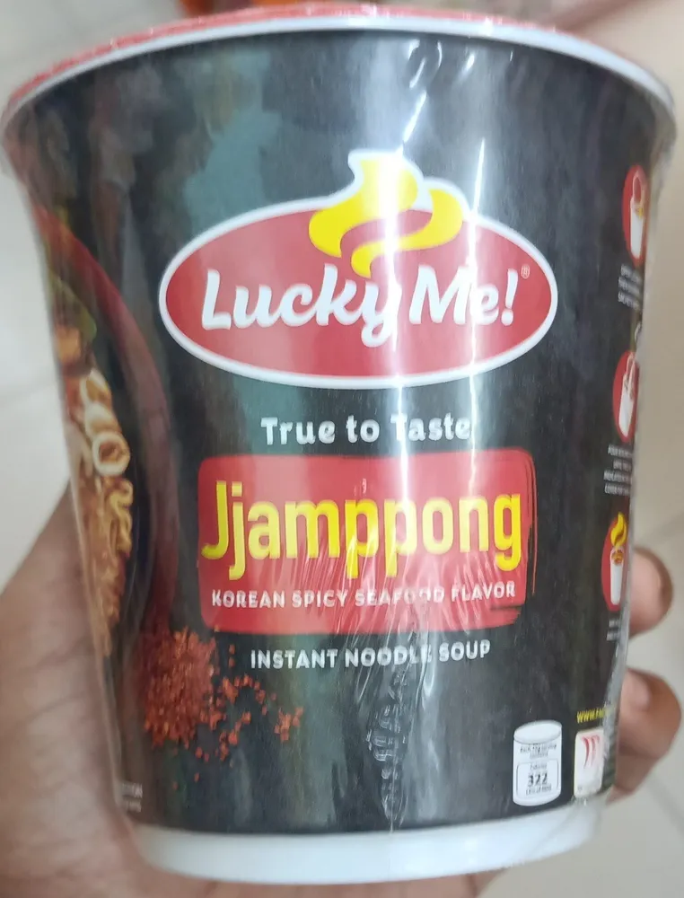 Lucky me jjamppong artificial spicy seafood flavor noodles