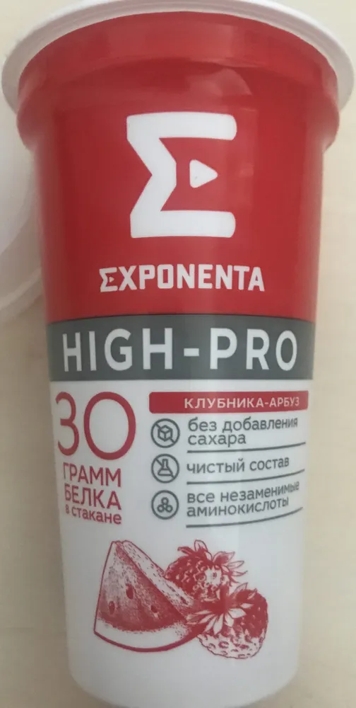 Напиток кисломолочный обезжиренный с высоким содержанием белка экспонента хай-про со вкусом клубника-арбуз
