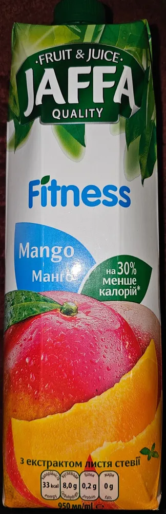 [JAFFA] Nectar of mango puree with sugar and the sweetener - extract of leaves of the stavia