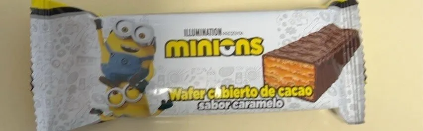 Wafle cubierto de cacao sabor caramelo
