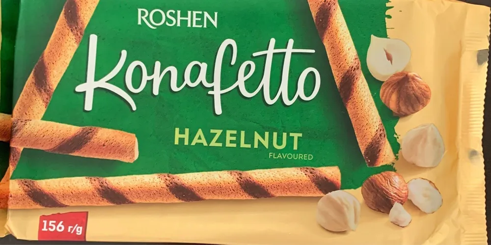 Вафельні трубочки ROSHEN Konafetto Huzelnut Ліщина