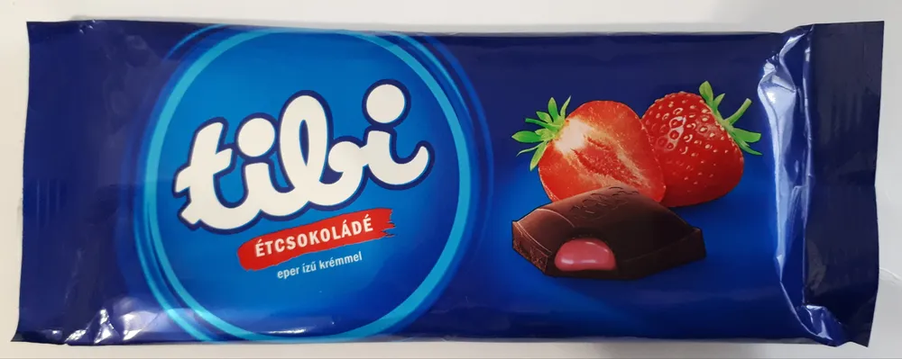 Tibi étcsokoládé eper ízű krémmel
