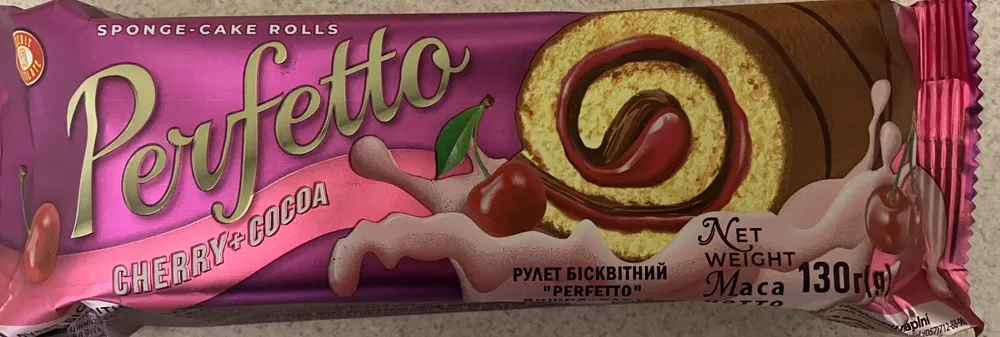 Рулет бісквітний «Perfetto» вишня і какао