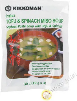 Soupe Miso Au Tofu & épinard Instantanée KIKKOMAN 30G Japon
