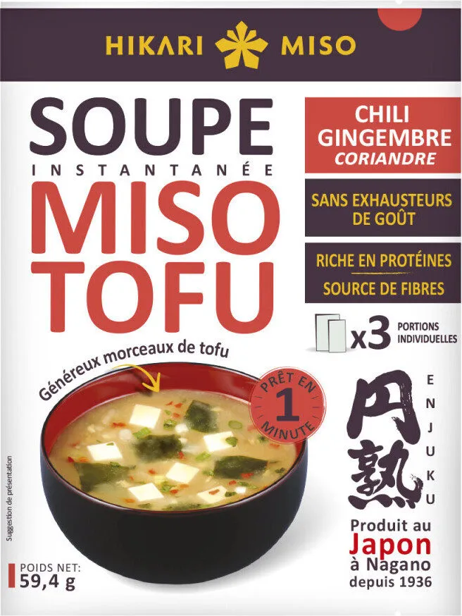 Soupe Miso Tofu instantanée Chili, Gingembre