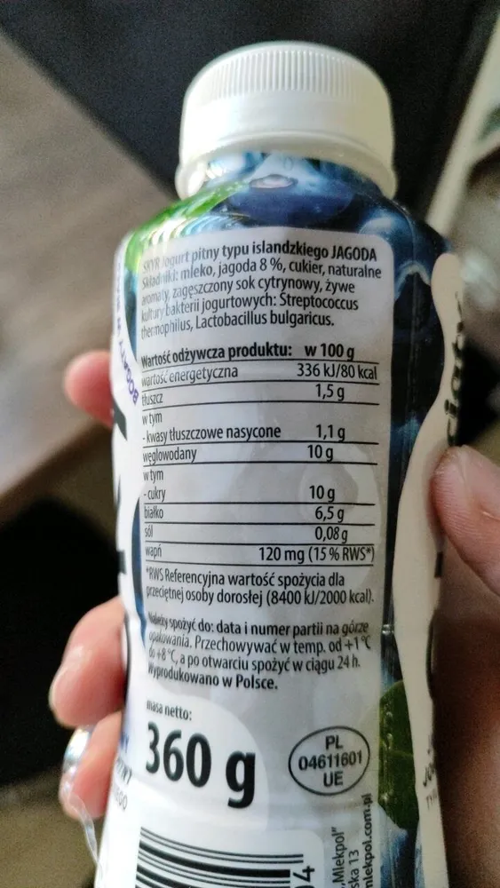 Skyr Jogurt pitny typu islandzkiego JAGODA